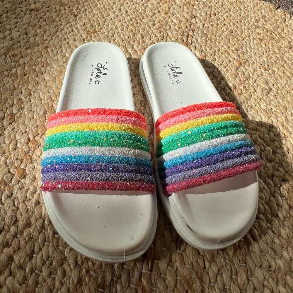 Lola + the Boys Rainbow Slide Sandals size 2